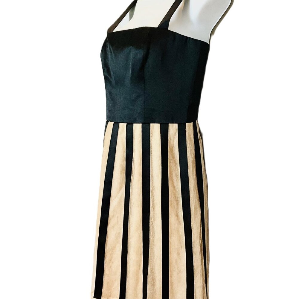 Akris 100% Silk Dress with Sheer Mesh Skirt & Vertical Stripe Detail ,US 8 - Picture 2 of 11